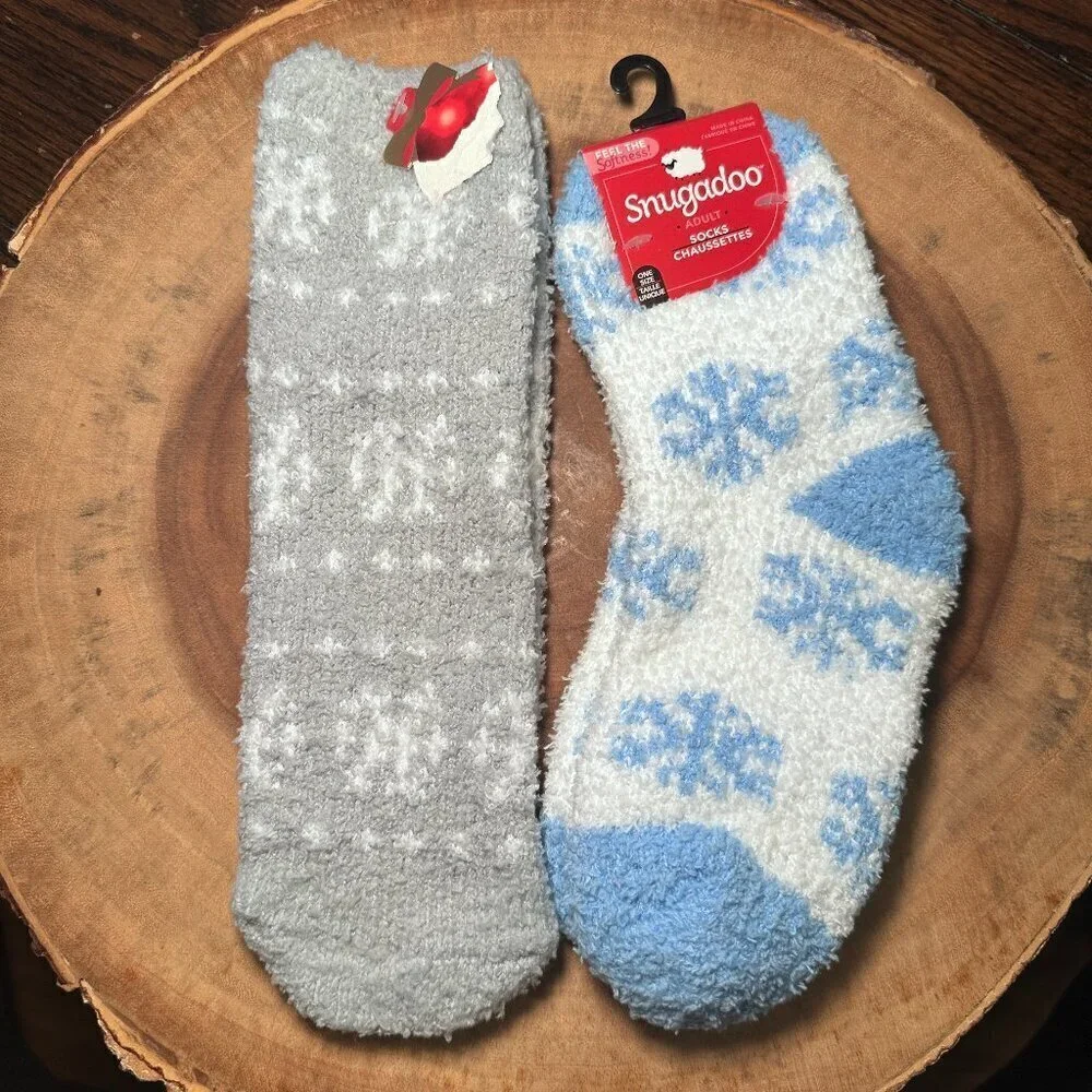 Snowflake Fuzzy Socks 2 pair Bundle